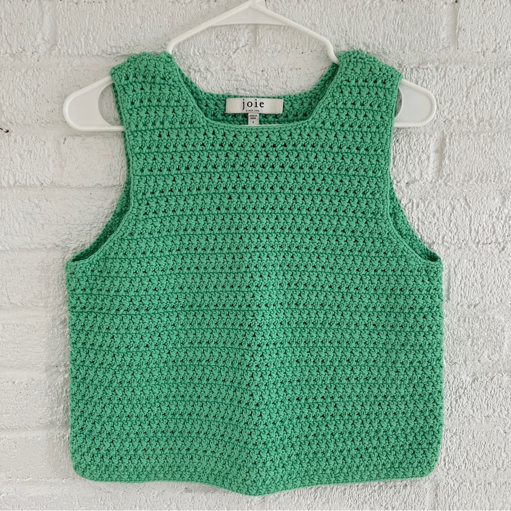 Joie Green Crochet Sweater Tank Top | size small